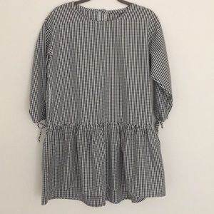 Black White Gingham Drop Waist Tunic Dress